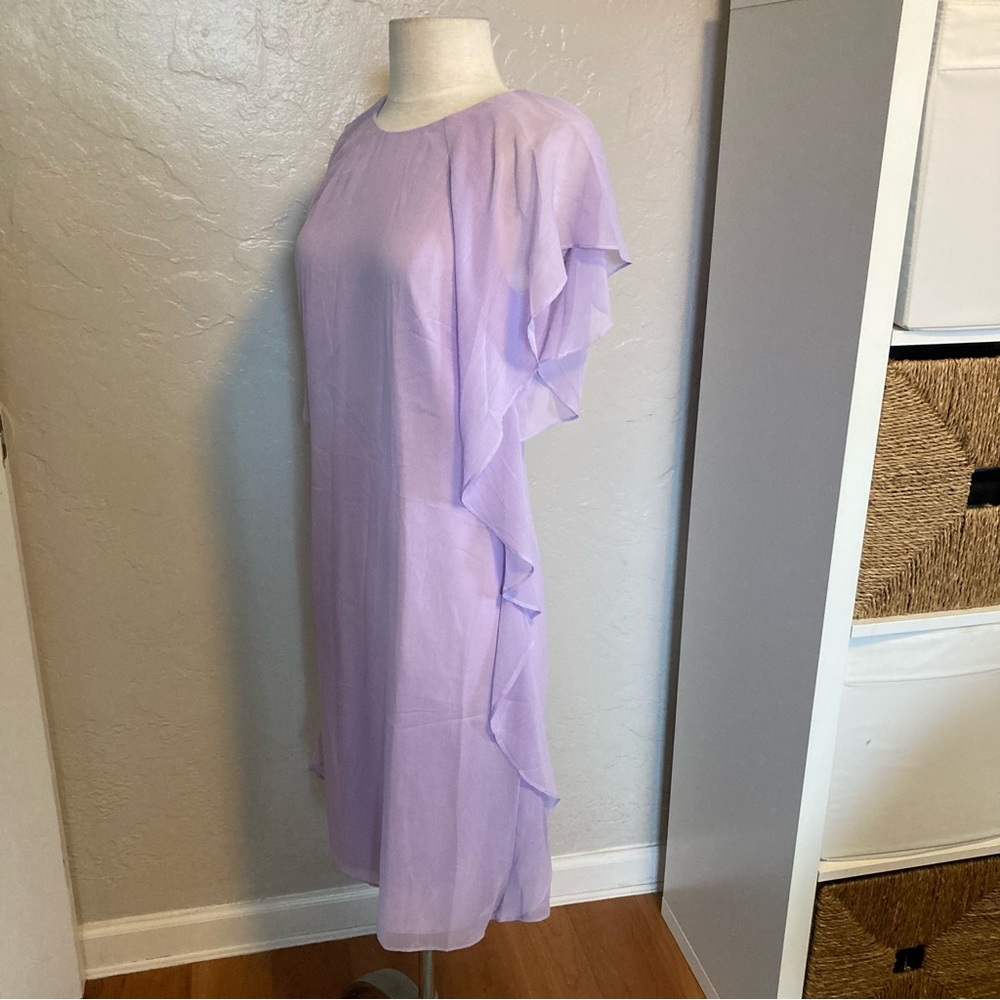 NEW!  Lauren Ralph Lauren Ruffled Olokun crepe Dress in ‘violet’ - Picture 11 of 13